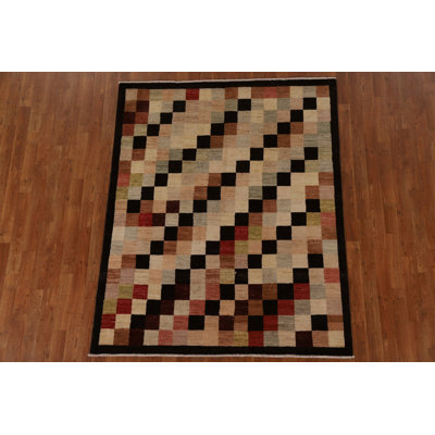 One-of-a-Kind 5' x 6'2'' New Age Rectangle Wool Area Rug in Black and Brown