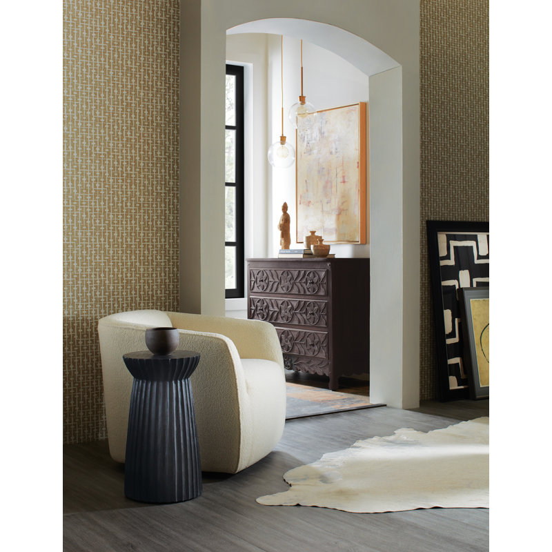 Black Mango Wood Round Pedestal End Table