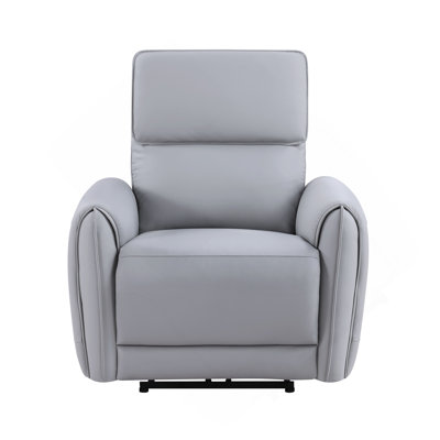 Jeromie Gray Synthetic Leather Power Motion Recliner W/USB Port