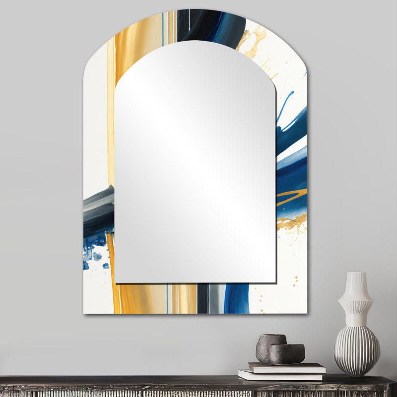 Stylish Spiral Abstract V - Abstract Spirals Arch Decorative Wall Mirror, Modern Asymmetrical Mirror, Printed Metal Art