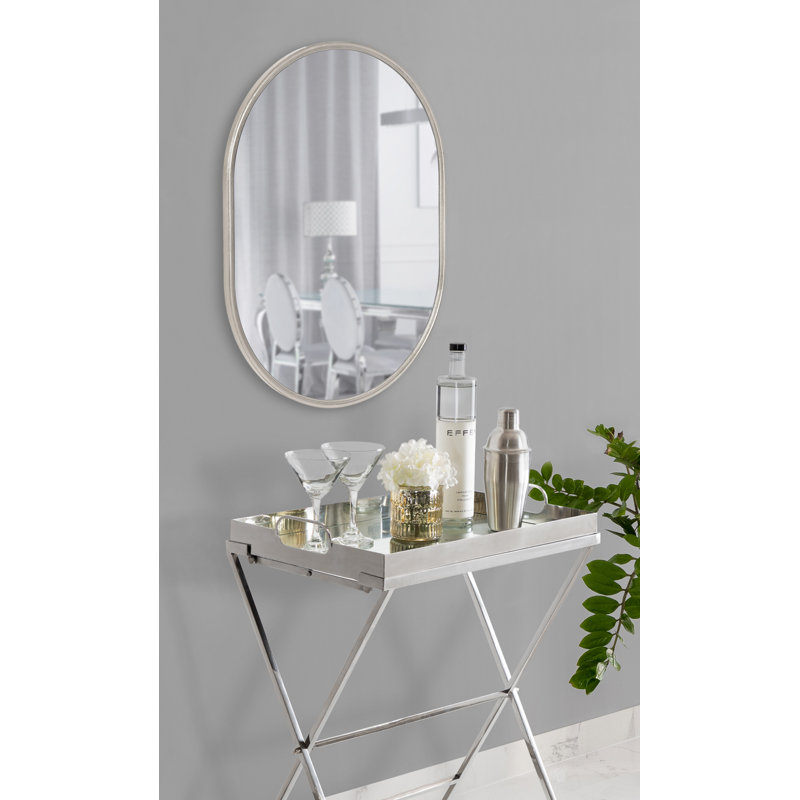 Miroir d'appoint mural Dashiya, Argent argent, 18 po x 24 po