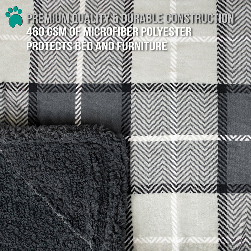 Plaid Outdoor Pet Blanket, Charcoal