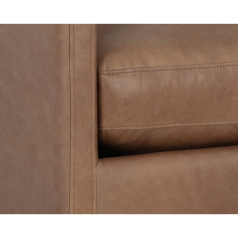 Portman Swivel Club Chair, Marseille Camel Top Grain Genuine Leather