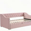 Lit de jour simple tapissier avec couchette escamotable, rose-763975560