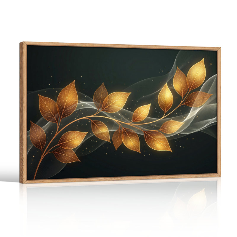Golden Leaves, reproduction d'art sur toile, ensemble de 1, H 24 po x l 36 po, Natural