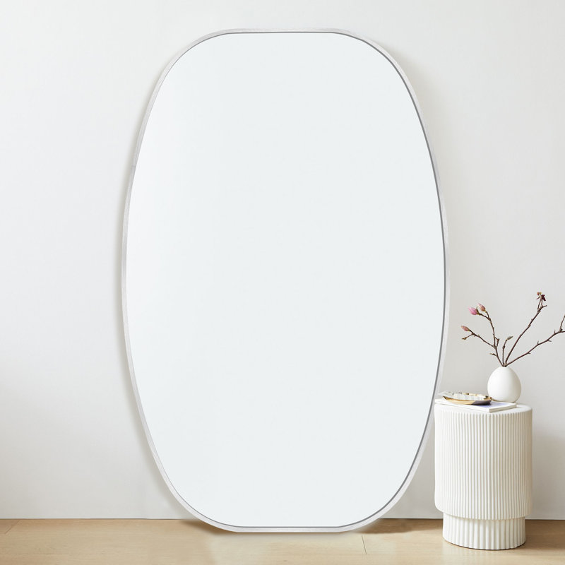 Miroir de salle de bain ovale, Argent argent, H 48 po x l 30 po