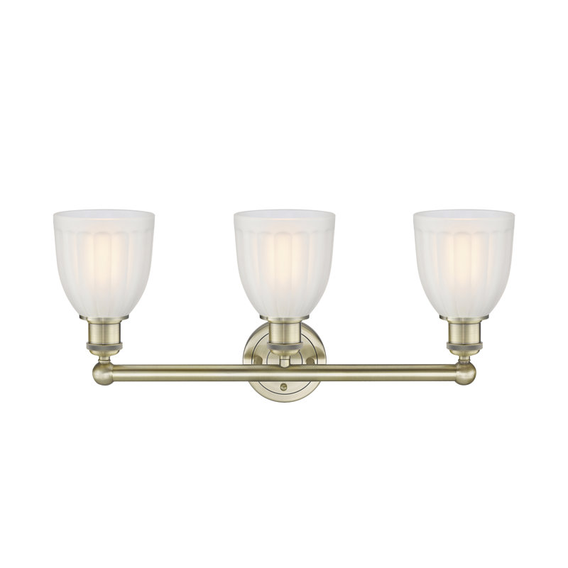 Éclairage pour meuble-lavabo de salle de bain 3 lumières 23,75 pouces Radegonde, Blanc, Laiton antique