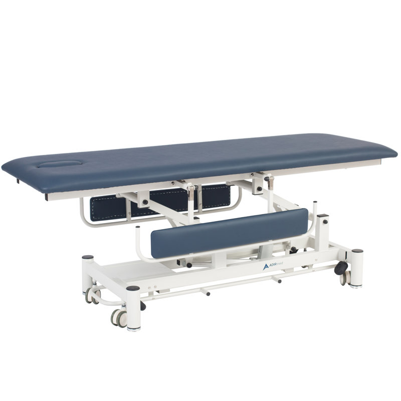 Industrial Rectangular Leather and Steel Adjustable Table