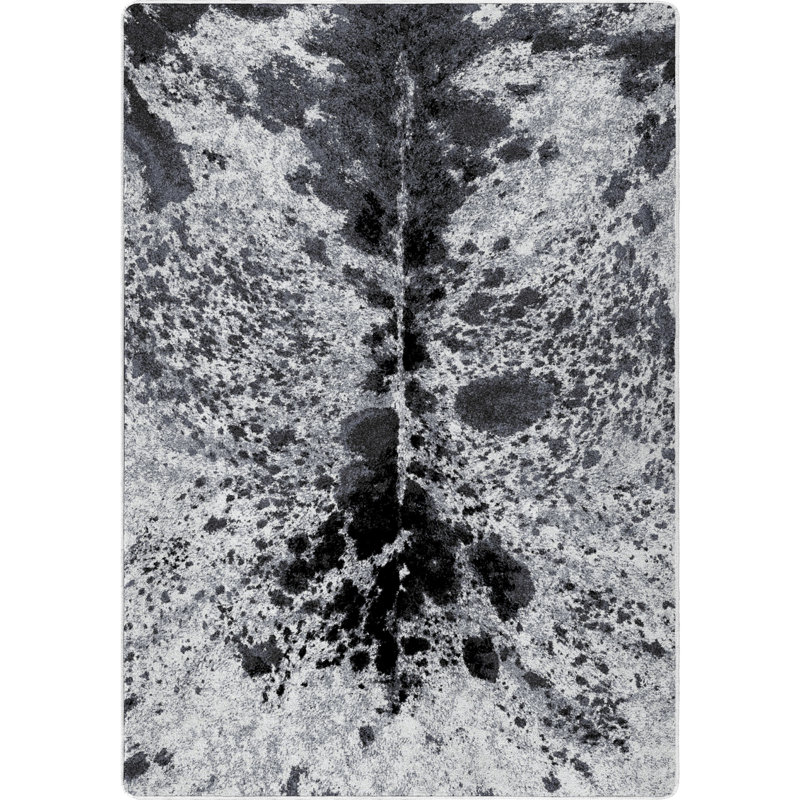 Black and White Tufted Synthetic Cowhide Rug, 4 x 5