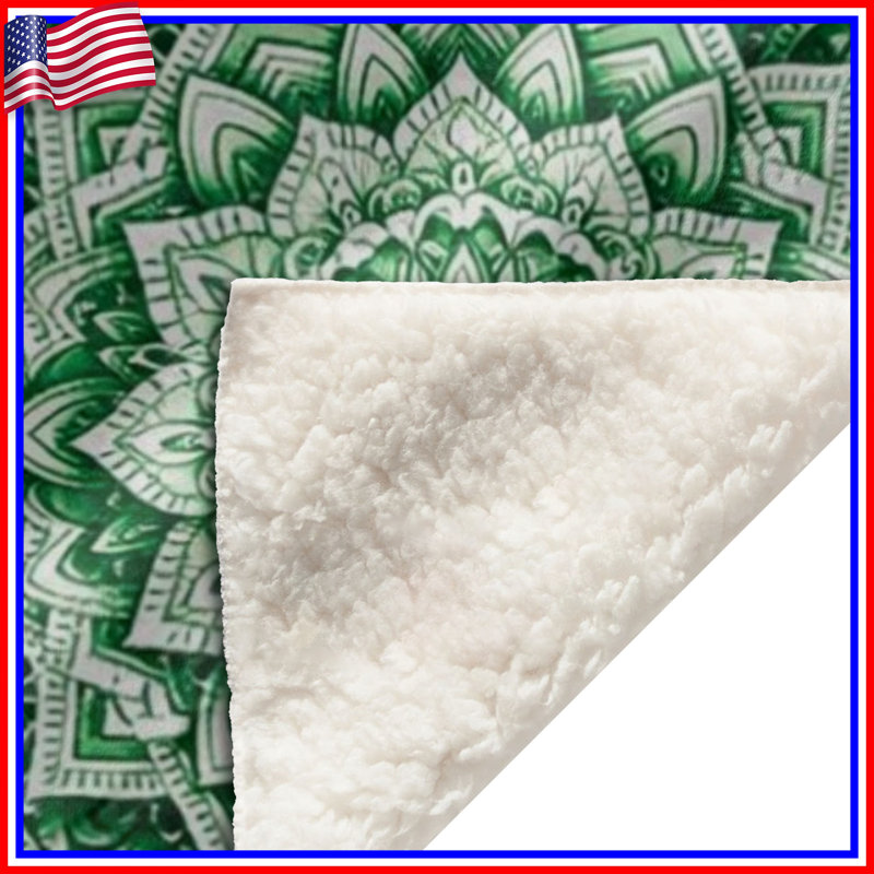 Couvertures de mandala vertes complexes, 60 po L x 80 po H