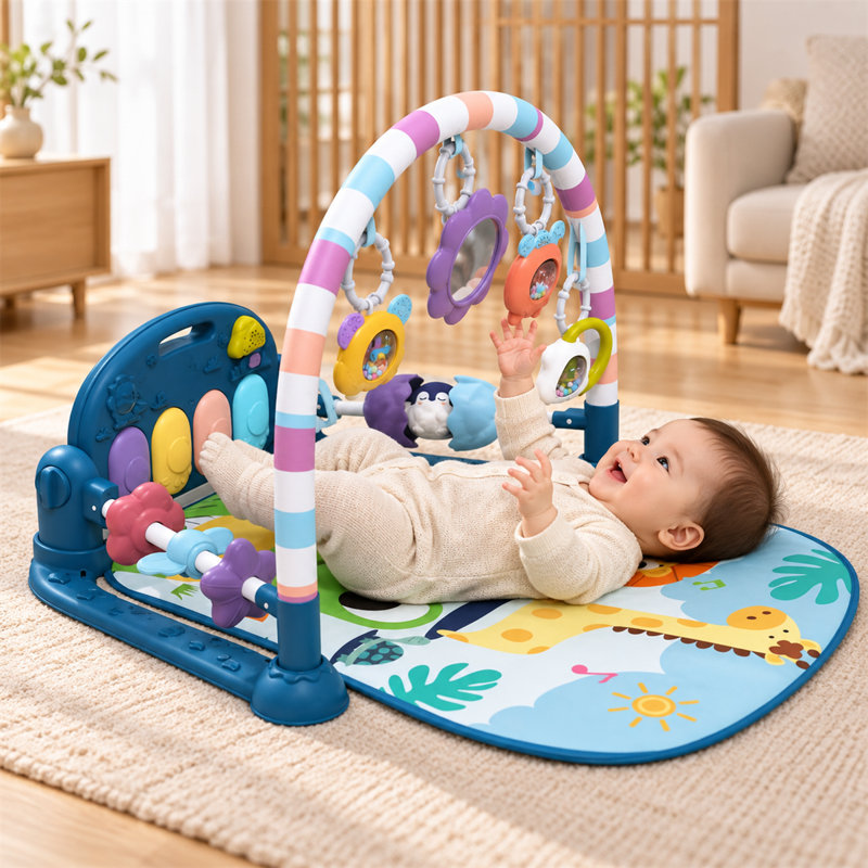 Tapis de jeu pour bébé Baby Gym, tapis de jeu pour bébé avec 5 jouets sensoriels pour bébé