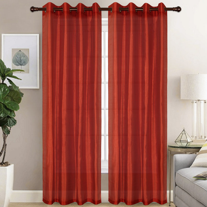 Diredra Polyester Semi-Sheer Curtains, Rust