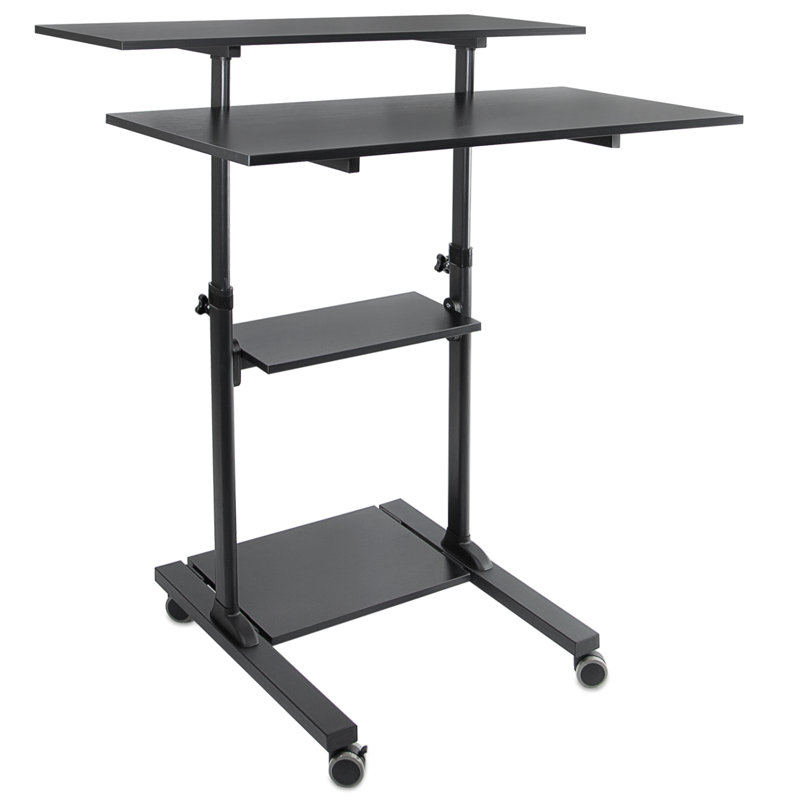 Adjustable Metal Base Standing Desk Converter, Black