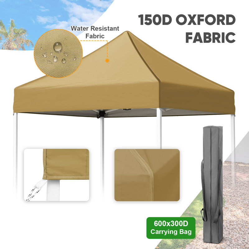 Yellow 5x5 Portable Adjustable Height Canopy Tent with White Frame