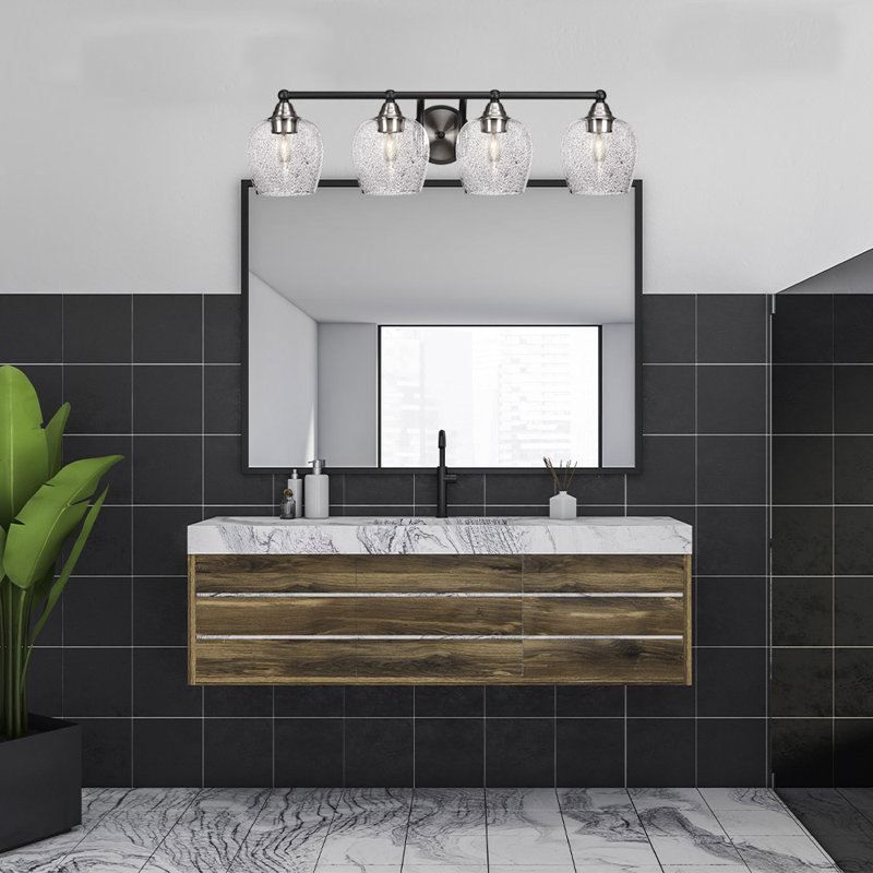Barre d'éclairage de salle de bain 4 lumières Michell, Noir mat / nickel brossé
