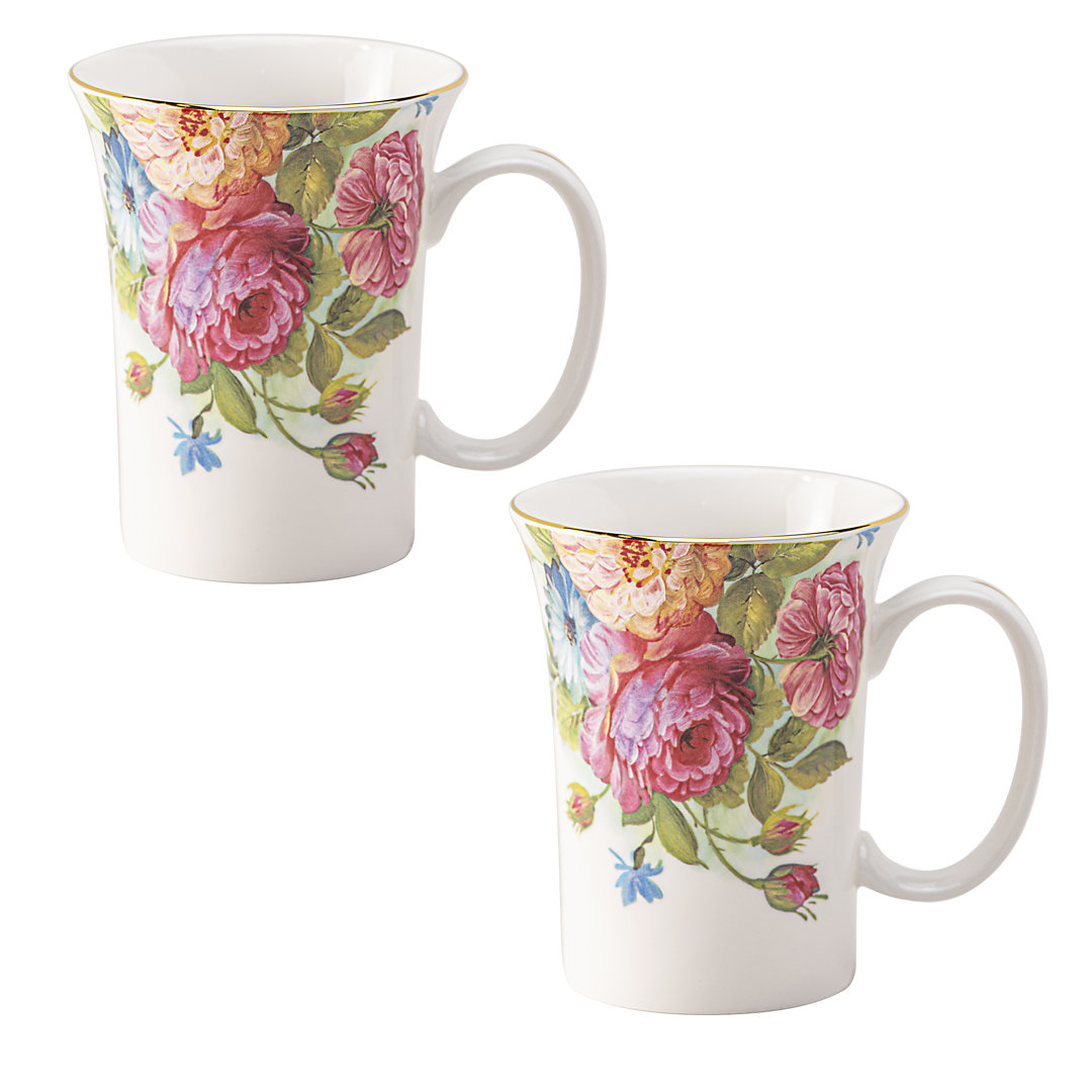 Rose Bone China Coffee Mug (Set of 2) Grace's Tea Ware