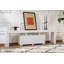Meuble télé moderne, finition blanc naturel, 70,9 po x 19,7 po x 12,3 po | 100% panneau de particules enduit de mélamine, épaisseur: 0,7 pouce | Conception élégante et fonctionnelle pour le salon, le centre de divertissement, facile à assembler-105519781