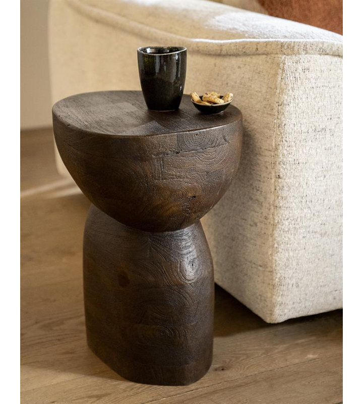 Cobble Solid Wood End Table, Brown
