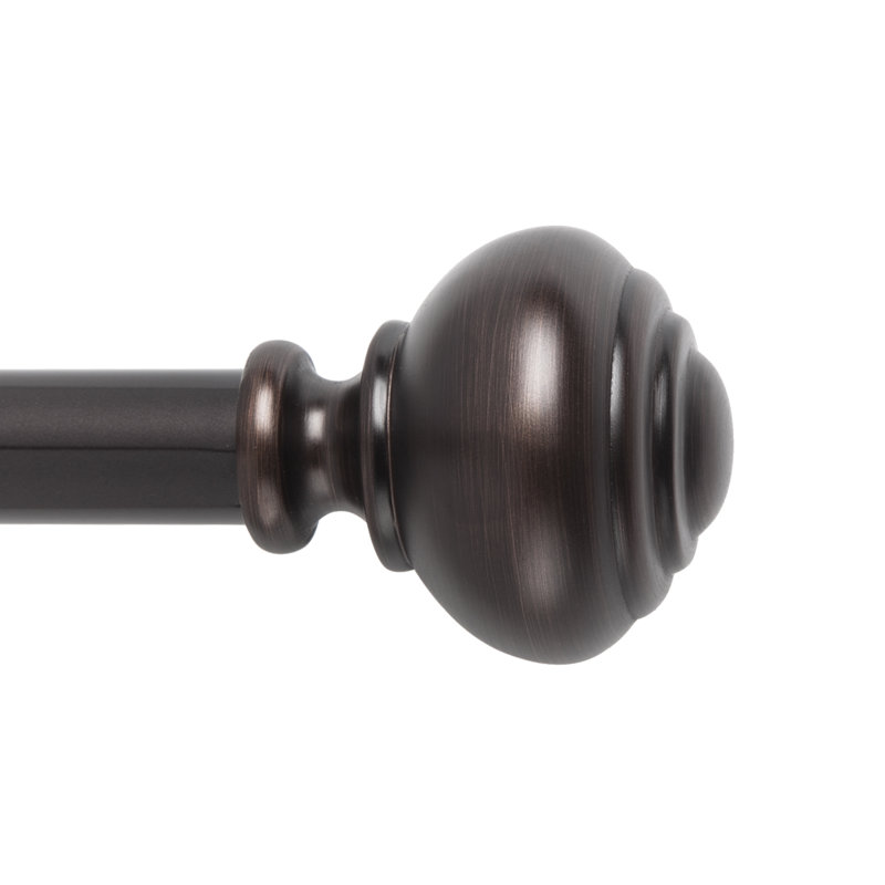 Taylor Steel Adjustable Single Curtain Rod, 36" - 72", Bronze