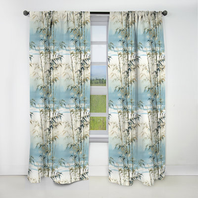 Bamboo Tranquility Tropical Pattern I - Floral Curtain - Blackout Floral Curtain - 1 Panels