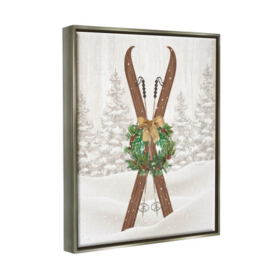 Couronne de vacances «Winter Skis» par Jennifer Pugh - impression sur bois