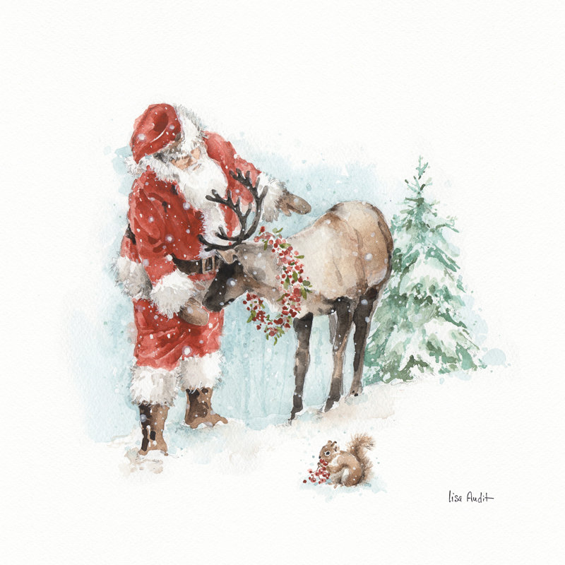 «Magical Holidays VII» par Lisa Audit - reproduction d'art sur toile tendue, H 36 po x l 36 po, Papier avec cadre noir, Non