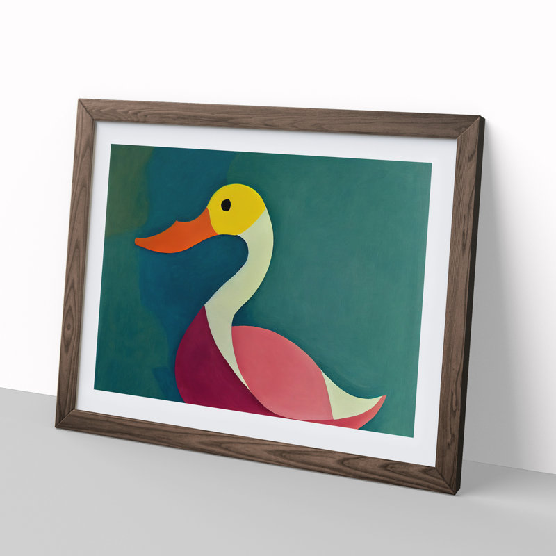 Compelling Abstract Duck - Single Picture Frame Print, Walnut Framed, 34cm H x 46cm W x 2cm D