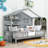 Trong Twin Size Wood House Bed with Shelves-1320683995