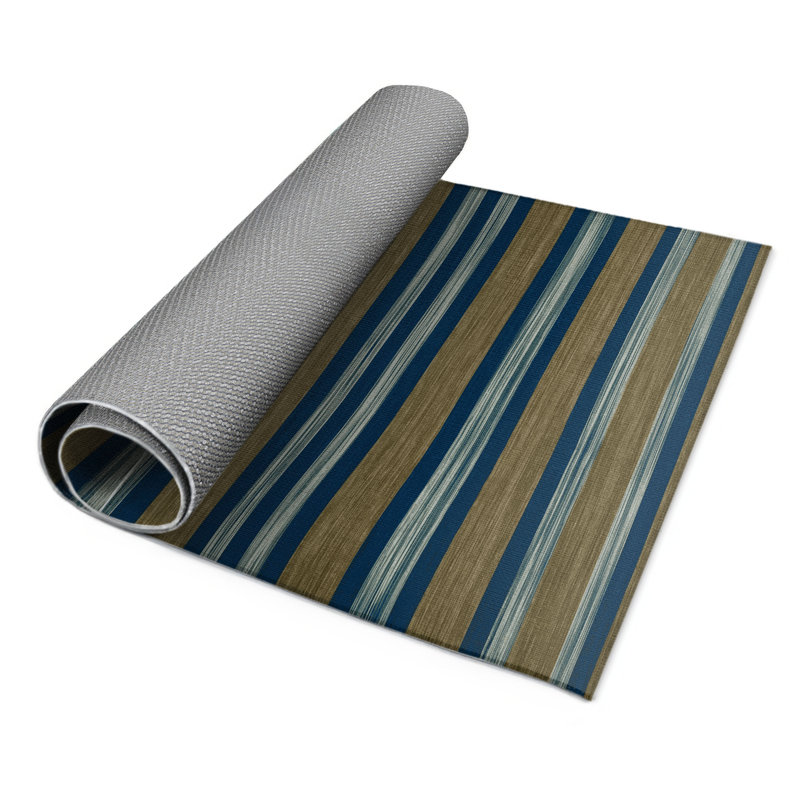 Tapis intérieur / extérieur brun HorizontalStripes, Rectangulaire 3 pi x 5 pi