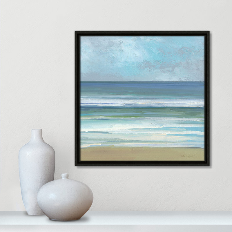 «Gentle Waves II» par Sally Swatland, H 17,5 po x l 17,5 po, Flottant espresso