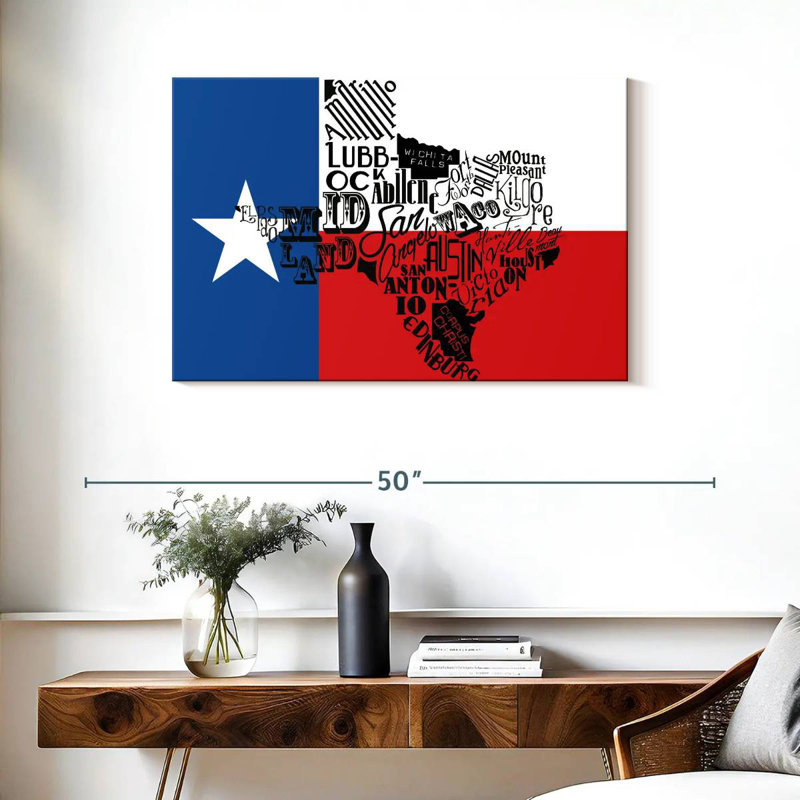 Drapeau du Texas avec carte, H 24 po x l 36 po