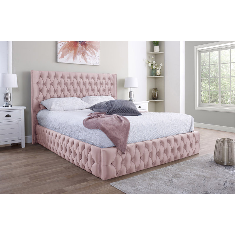 Upholstered Bed, Double (4'6), Pink