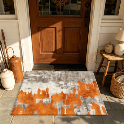 Orange Grey Abstract carpet-easy to clean, machine-washable, soft and comfortable; suitable for door mats, kitchens, living rooms, bedrooms, corridors, and laundry areas. Easy to clean, durable carpet for home decoration.