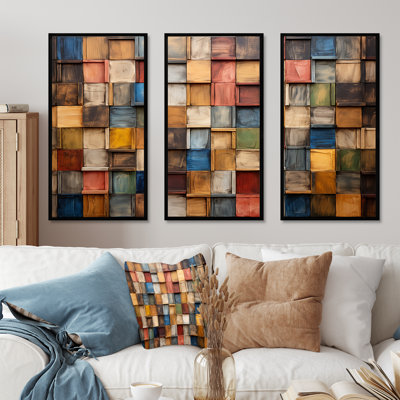 Colourful Earth Colours Tiles III - Boho Mosaic Wall Art Decor