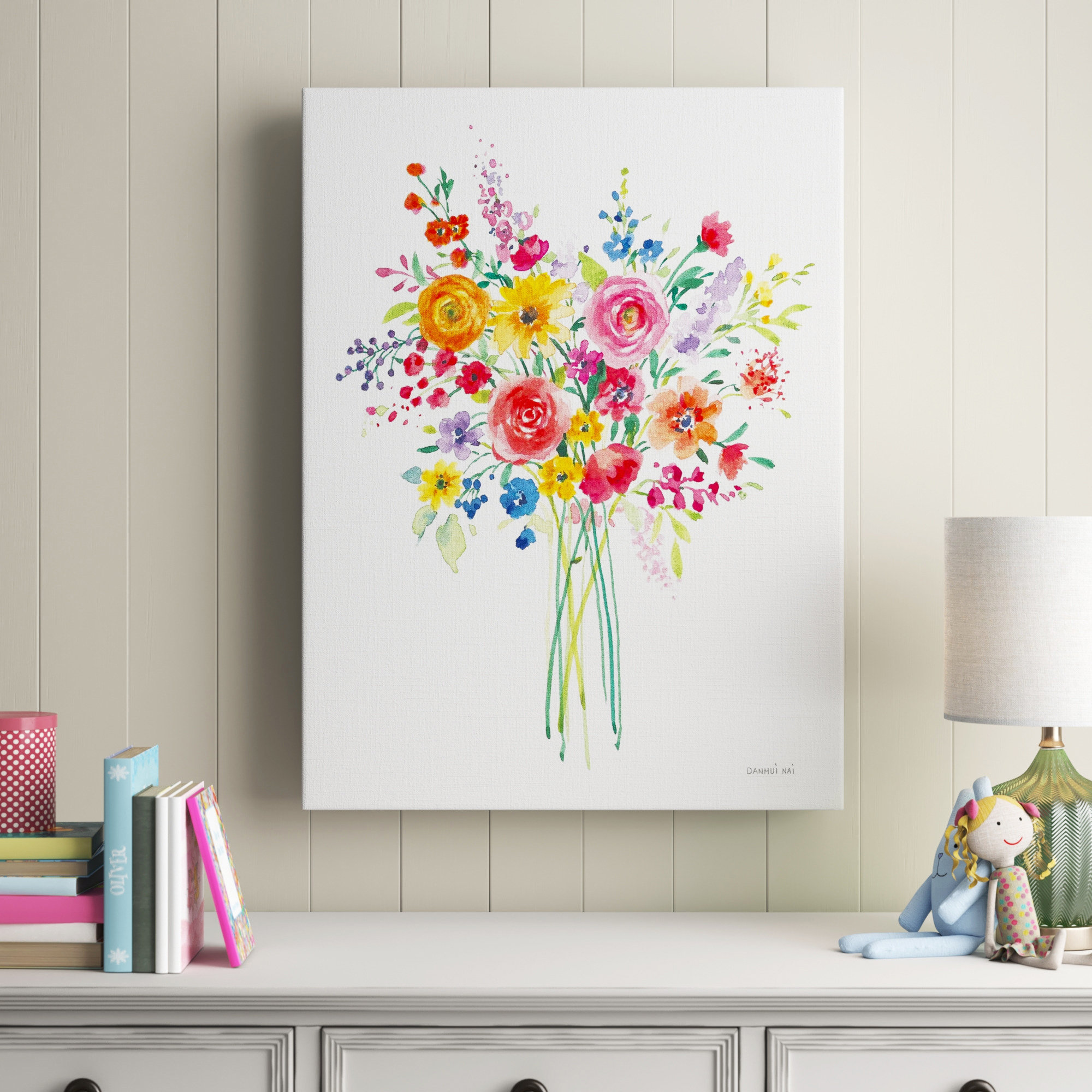 Sunshine Flowers - Painting Print on Canvas Sand & Stable Baby & Kids Format: Wrapped Canvas, Size: 32 H x 24 W x 2 D