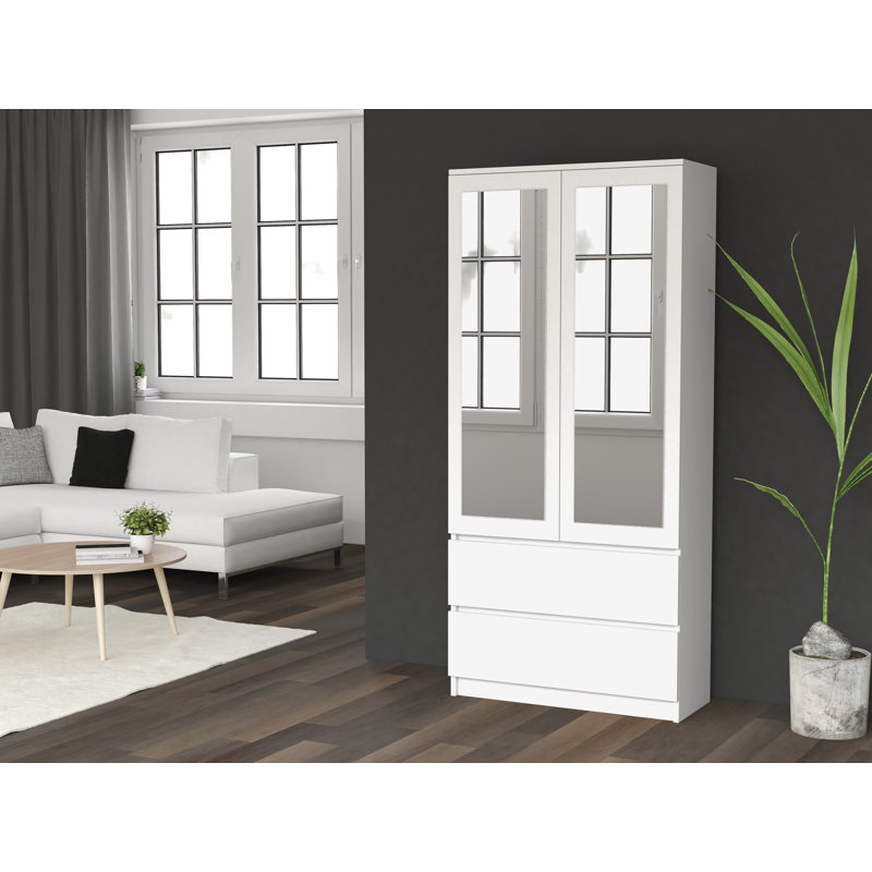 Sherian 2 Door Manufactured Wood Wardrobe, White
