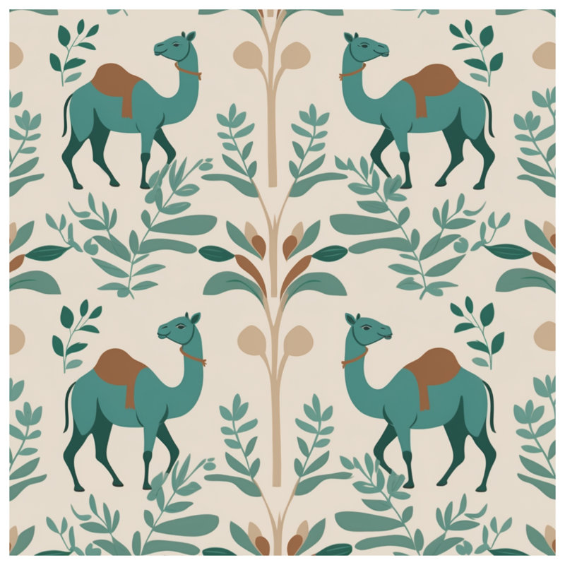 Camel Botanical Pattern Comforter, Twin