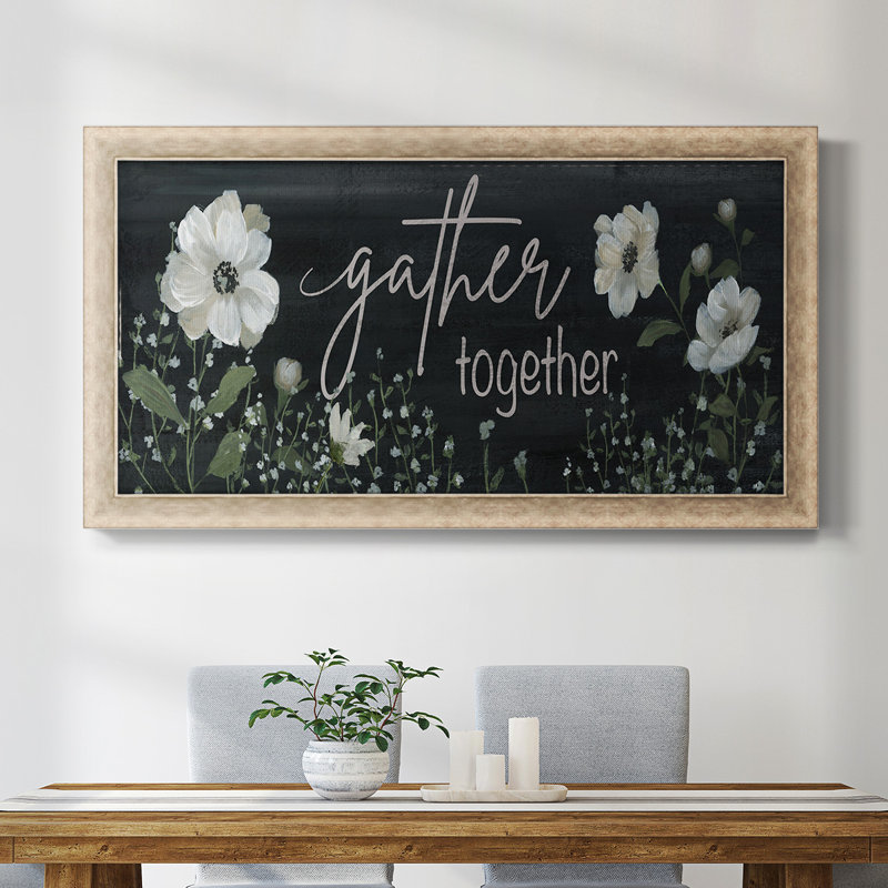 " Gather Together ", Gray Framed Canvas, 29" H x 53" W x 1.25" D