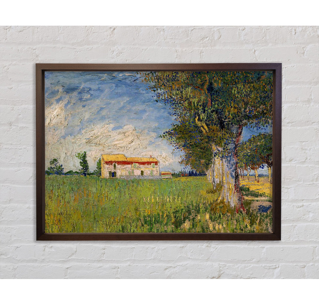 Van Gogh Bauernhaus in einem Weizenfeld - Einzelner Bilderrahmen Kunstdrucke auf Leinwand