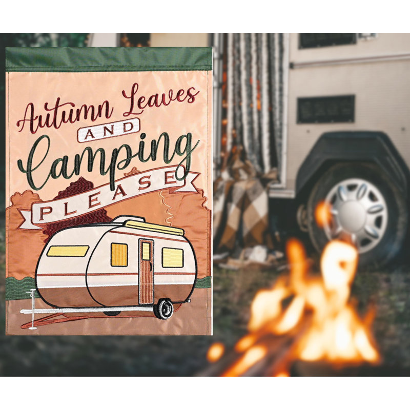 Drapeau de jardin feuilles d'automne et camping