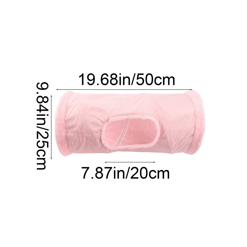Cat Hiding device Two-Way Cats Tunnel 50cm With Crinkle Inside Collapses For Storage, Pink