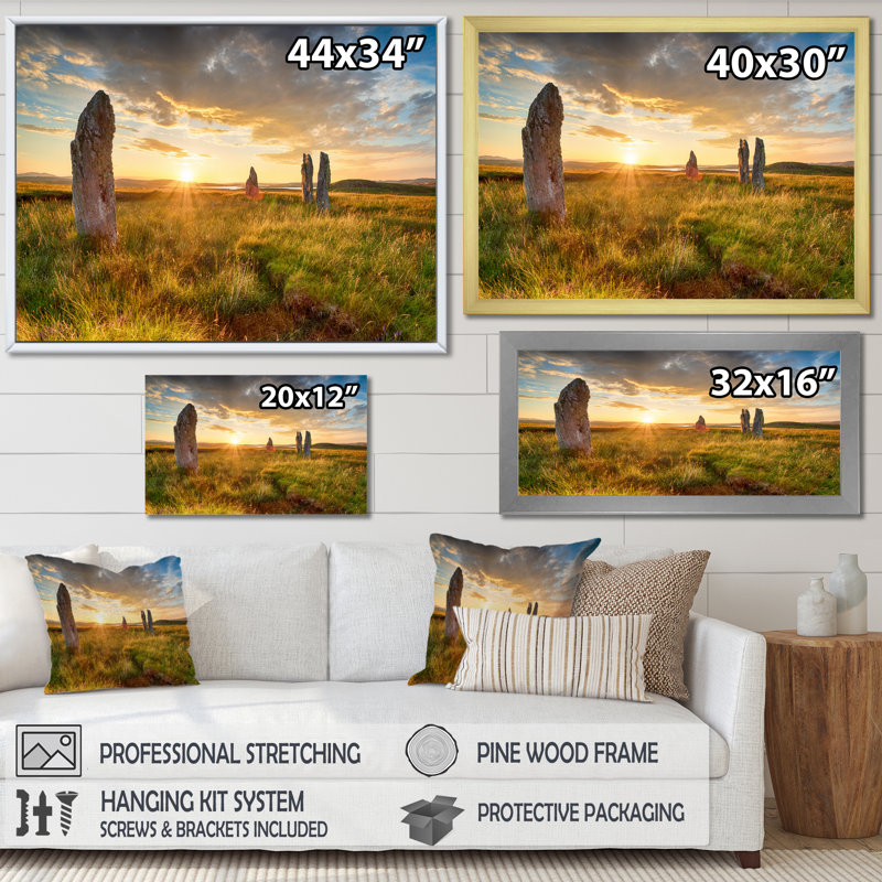 " Standing Stones ", 30" H x 40" W x 1.5" D, Natural Floater Framed