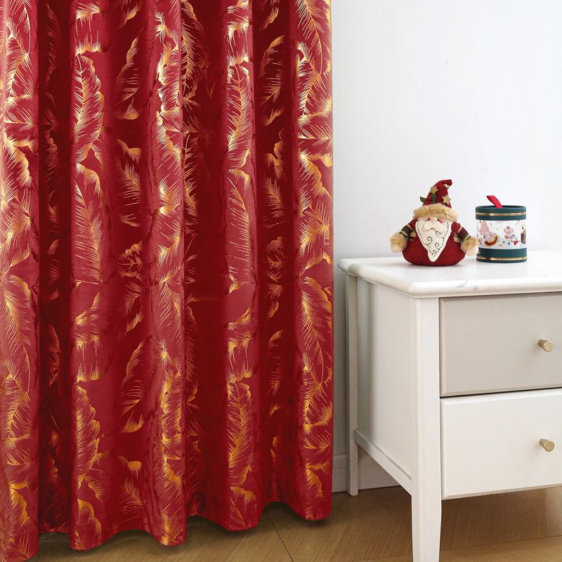 Velvet Curtains Shining Leaf Blackout Curtains, 52" W x 96" L