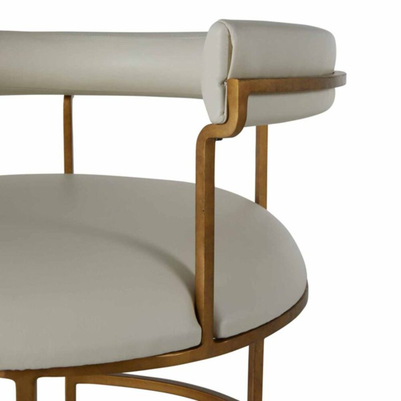 Mack White Leather and Gold Metal Counter Stool