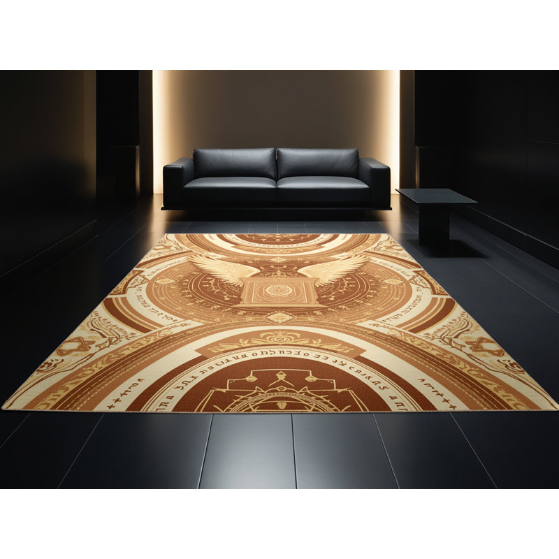 Tapis traditionnel moelleux et moelleux à motif arqué brun et beige Siclen, 7 x 9