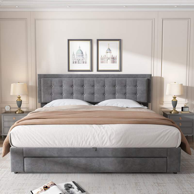 Upholstered Bed, King (5'), Grey