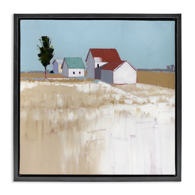 Cadre flottant neige sur le toit, conçu par Ruth LaGue, H 18 po x l 18 po, Cadre flottant noir de jais