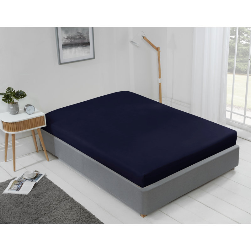 Kirke Flannel Fitted Sheet, Navy, Kingsize (5')