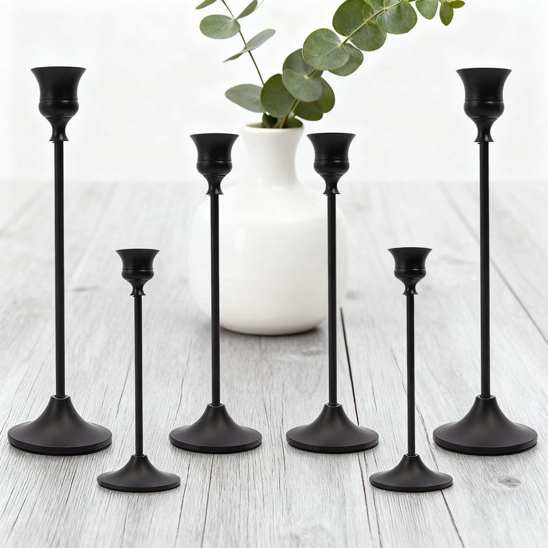 Ensemble de 6 porte-bougies vintage en métal Vintage, Noir