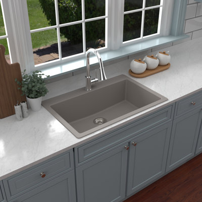 Karran Quartz 33'' X 22'' Large Single Bowl Drop-in Kitchen Sink